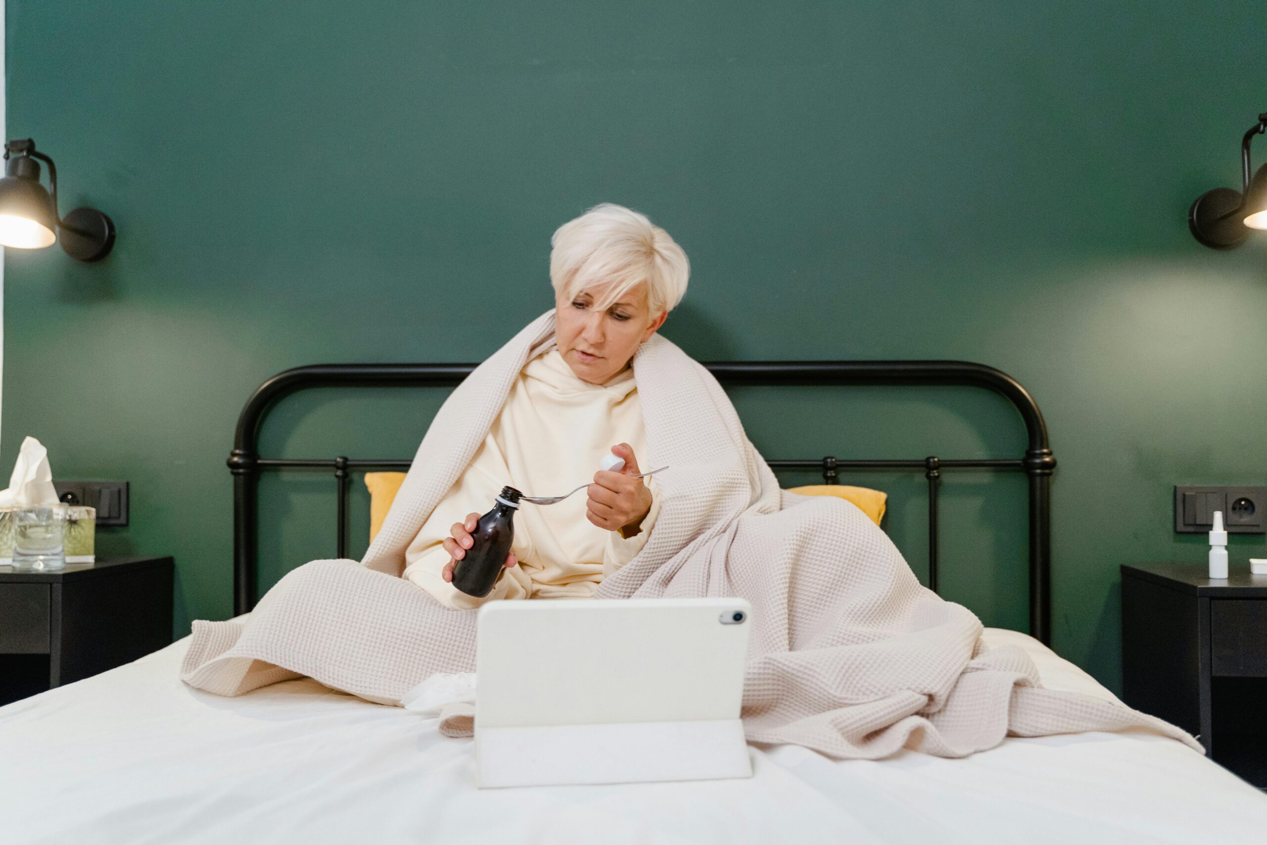 A Woman Sitting on the Bed